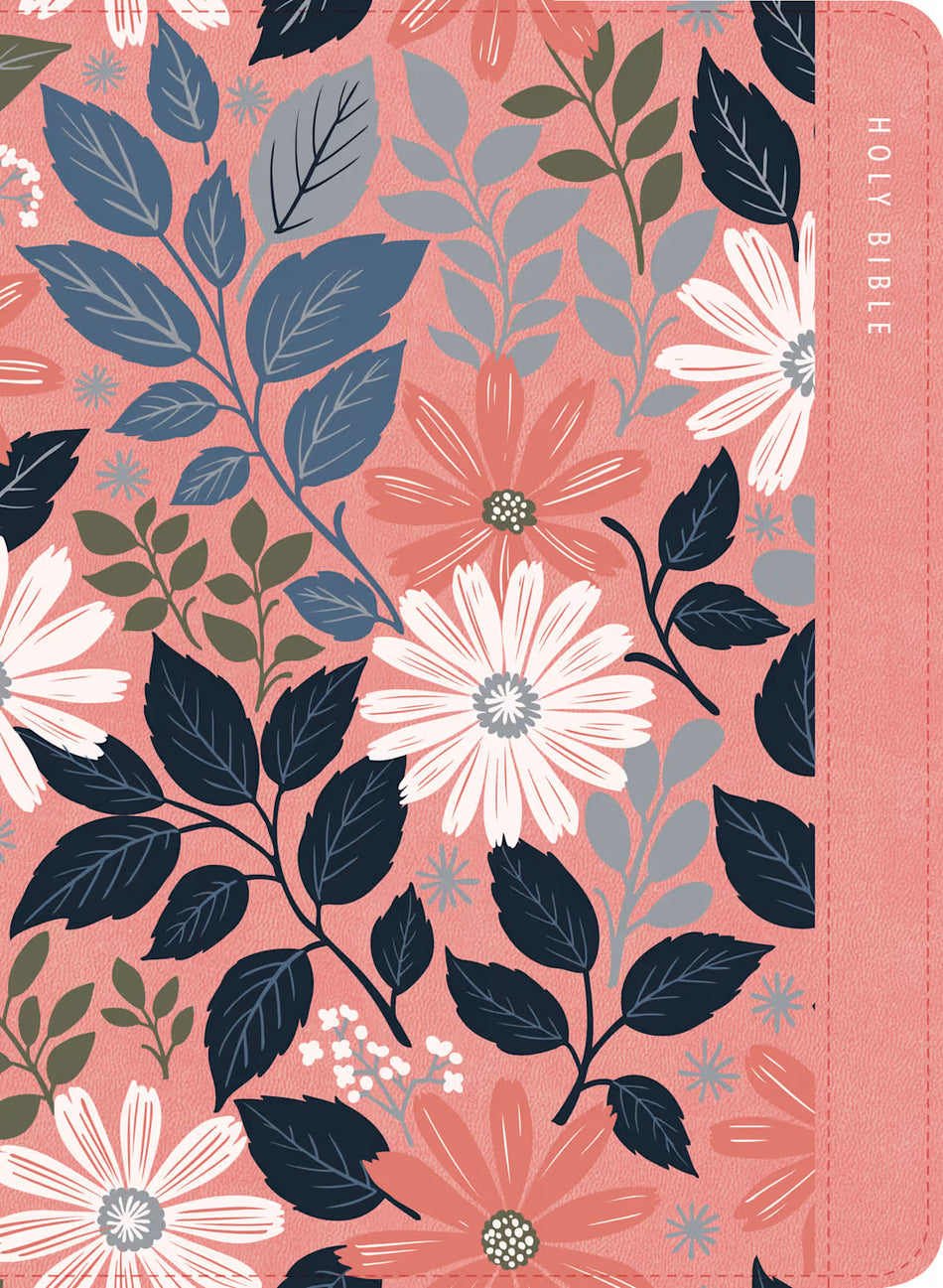 Large Print Compact Reference Bible, (KJV) Pink Floral LeatherTouch, Zipper Edition