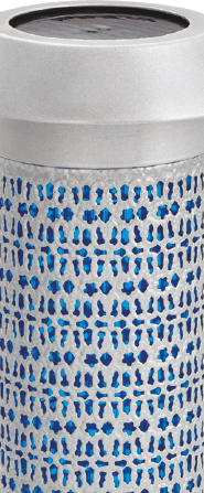 Solar Cemetery Lamp- Silver w/ BLUE - WITH Filigree W/ Stake