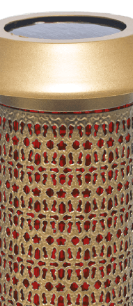 Solar Cemetery Lamp -Gold w/ BLUE-WITH Filigree W/ Stake