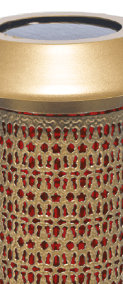 Solar Cemetery Lamp -Gold w/ RED-WITH Filigree W/Stake