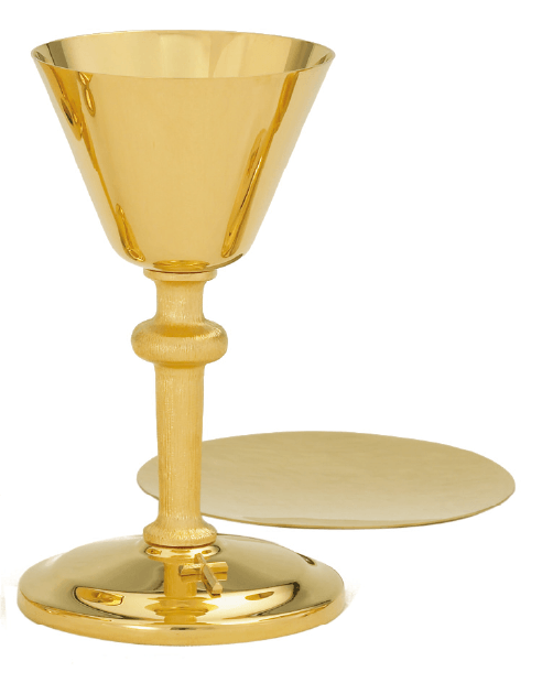 High Polish Chalice w/ Scale Paten in 24k gold