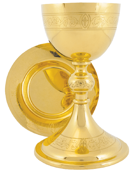 Chalice w/ 6 3/8" Deep Well Paten, Engraved Design