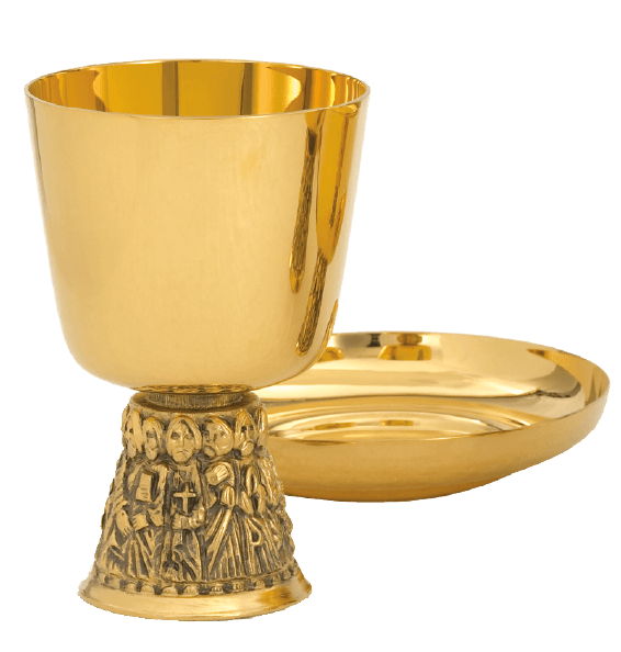 Chalice with Apostle Base and Bowl Paten