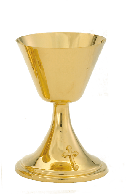 Chalice w/ Scale Paten | Gold | High Polish and Gold Accent Cross