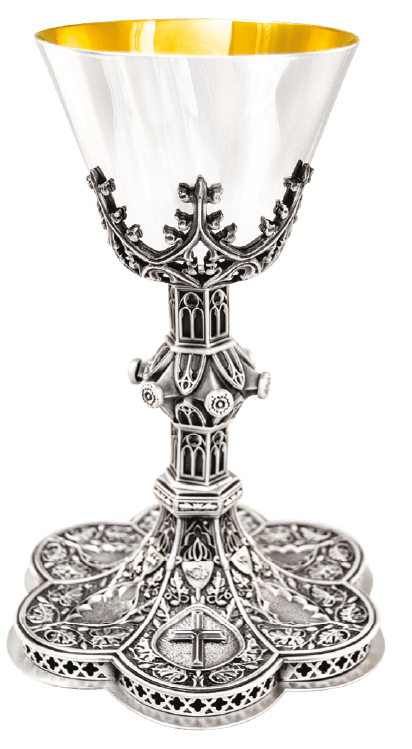 Chalice w/ 6 3/8" Well Paten, Silver, Gold Line