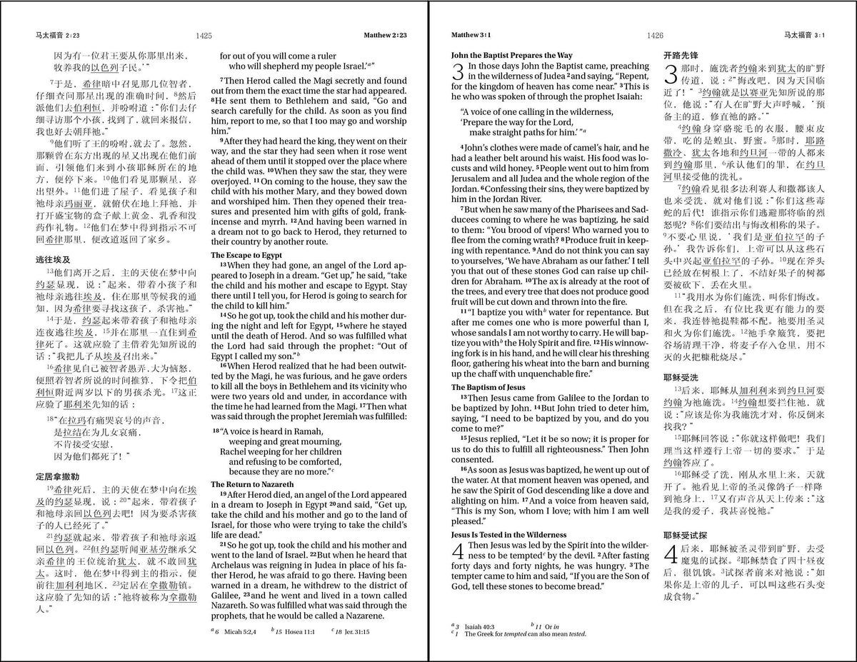 Chinese CCB (Simplified Script)/English NIV Bilingual Bible, Paperback, Yellow/Black (Bilingual edition), product view 4