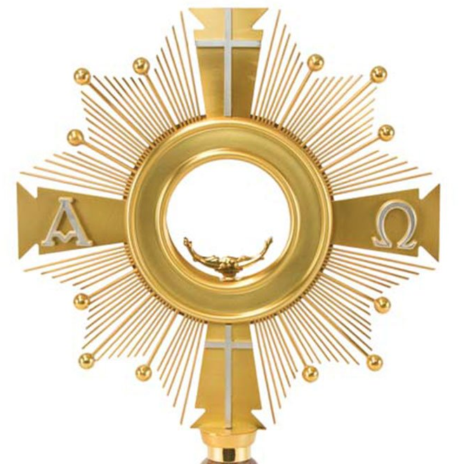 Alpha-Omega Monstrance - 24K Gold-Plated & Alabaster Stone