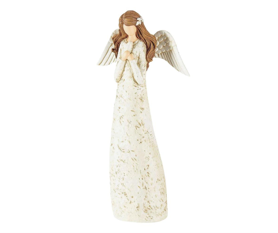 Speckled Cream Angel with Heart 8 inch Resin Decorative Tabletop Figurine by Dicksons