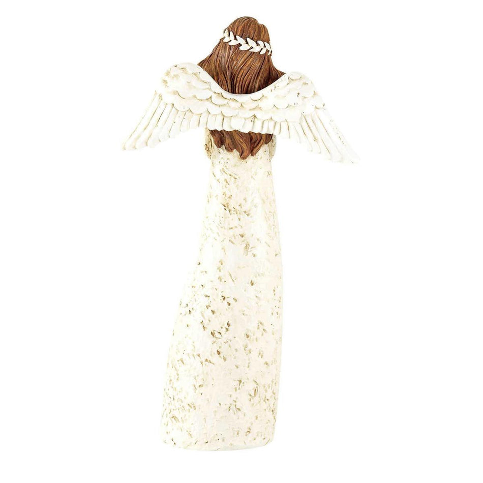 Speckled Cream Angel with Heart 8 inch Resin Decorative Tabletop Figurine by Dicksons, product view 2