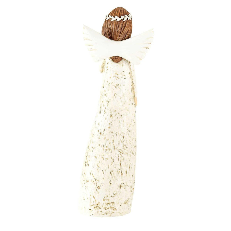 Speckled Cream Angel with Hand On Heart 8.25 inch Resin Decorative Tabletop by Dicksons, product view 2