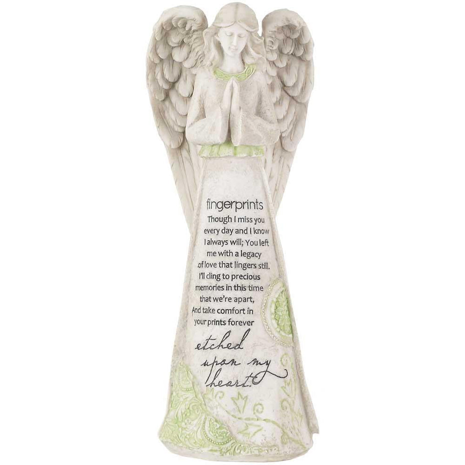 Fingerprints Etched Upon My Heart 11.25 Inch Resin Tabletop Praying Angel by Dicksons