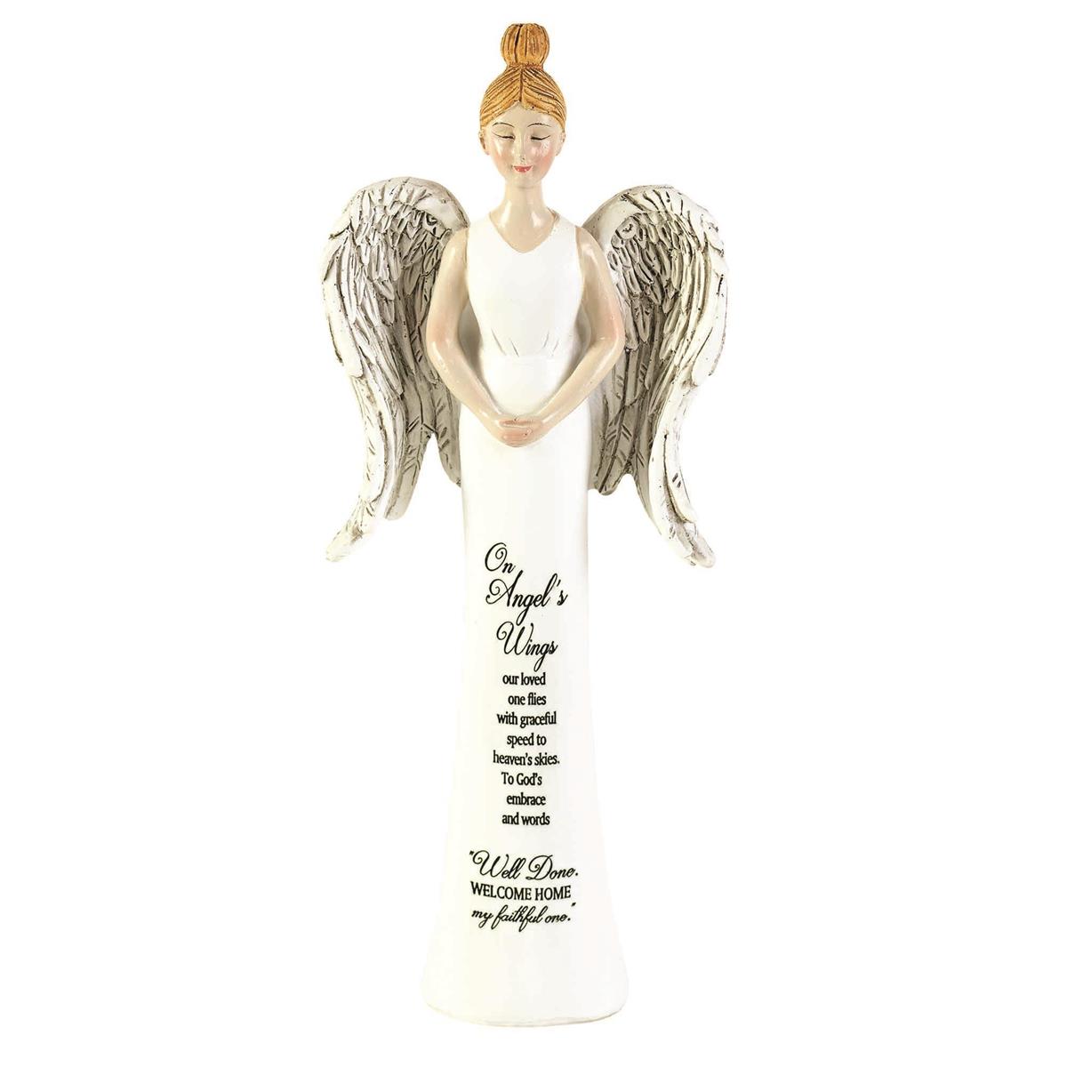 On Angel's Wings Engraved White 8 inch Resin Table Top Figurine by Dicksons