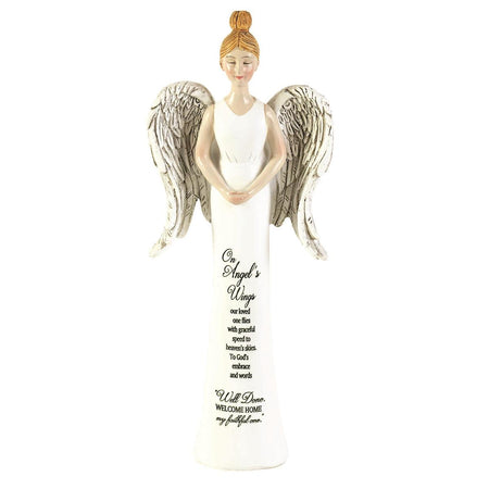 On Angel's Wings Engraved White 8 inch Resin Table Top Figurine by Dicksons