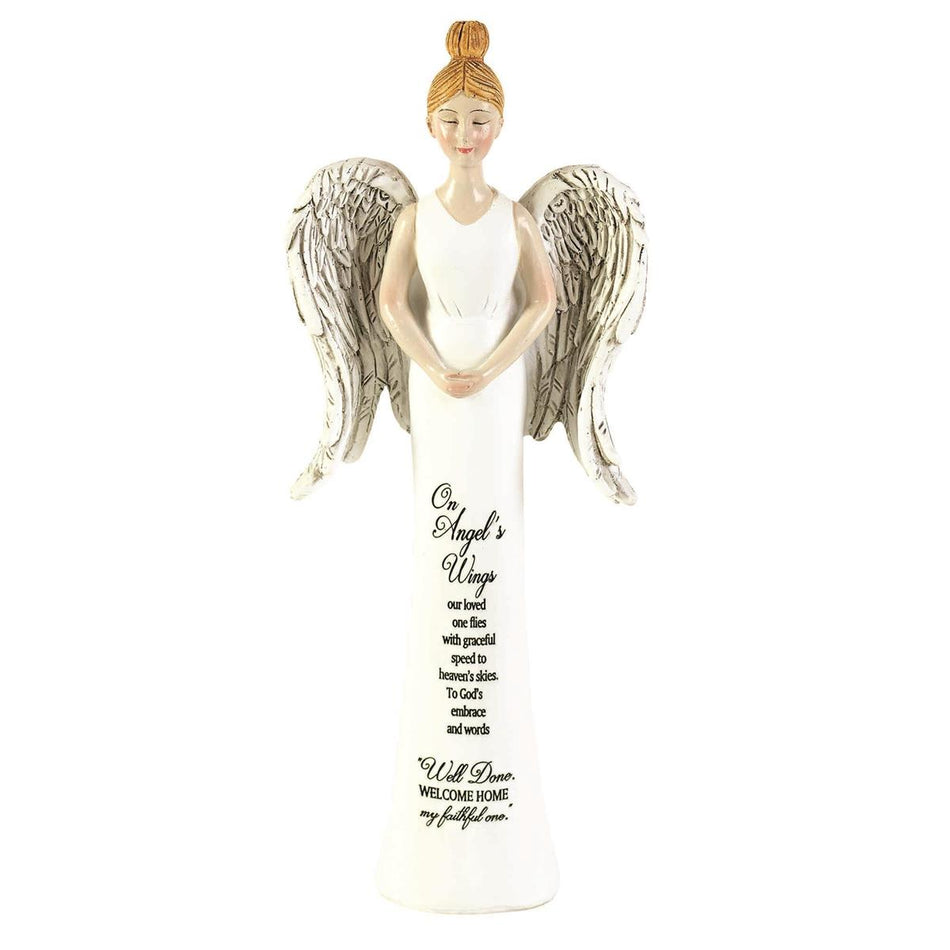 On Angel's Wings Engraved White 8 inch Resin Table Top Figurine by Dicksons