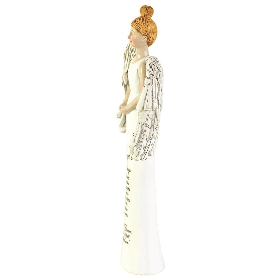 On Angel's Wings Engraved White 8 inch Resin Table Top Figurine by Dicksons, product view 2
