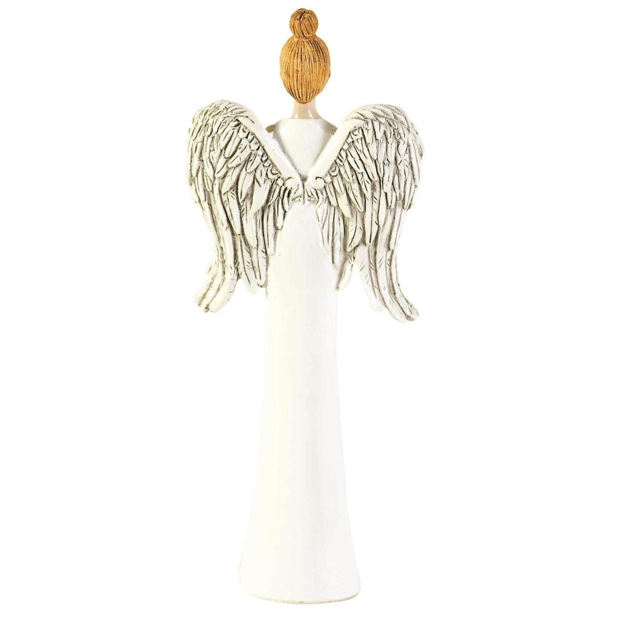On Angel's Wings Engraved White 8 inch Resin Table Top Figurine by Dicksons, product view 3