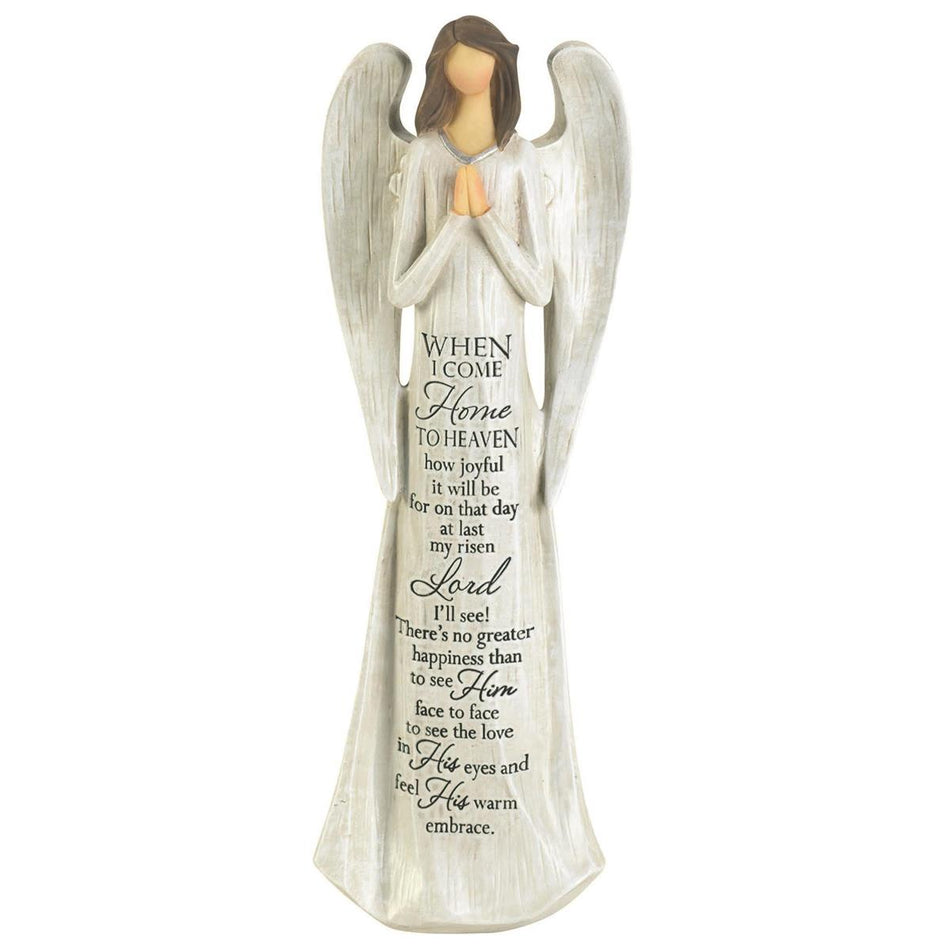 When I Come Home How Joyful It Will Be Decorative White 11 x 3.75 Resin Angel by Dicksons