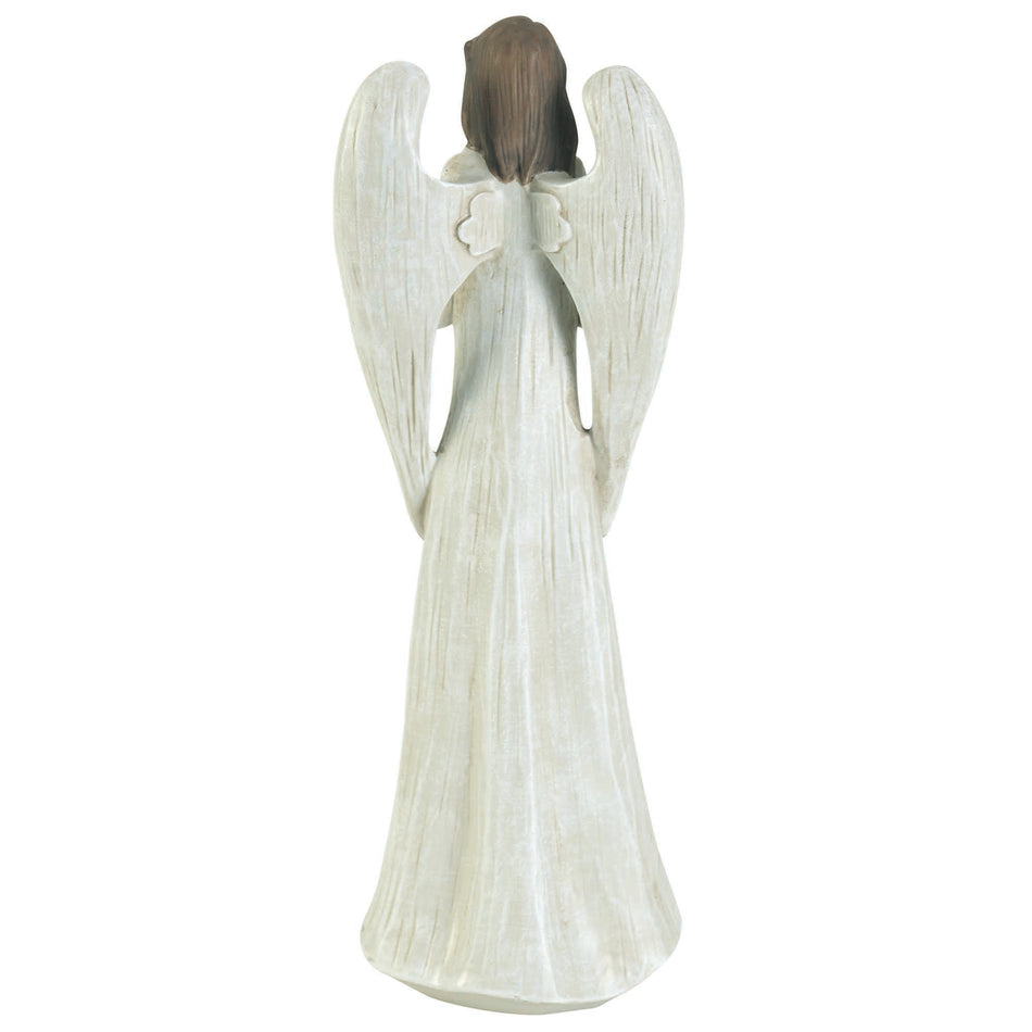 When I Come Home How Joyful It Will Be Decorative White 11 x 3.75 Resin Angel by Dicksons, product view 2
