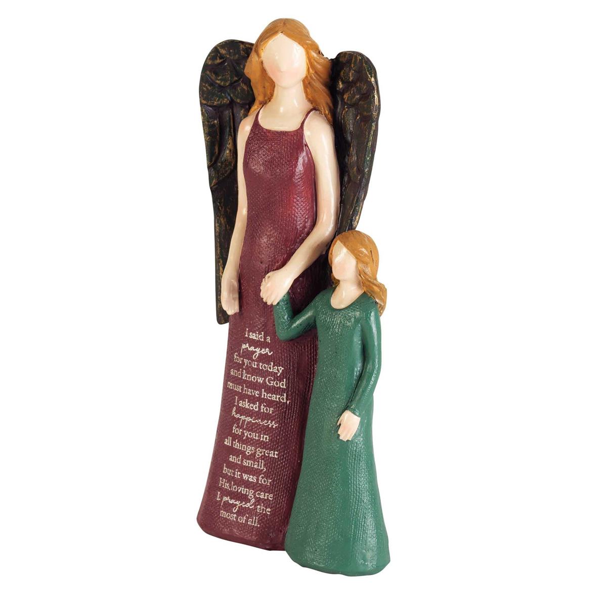 Deep Red Robed Angel with Girl 8 inch Resin Tabletop Figurine by Dicksons, product view 2