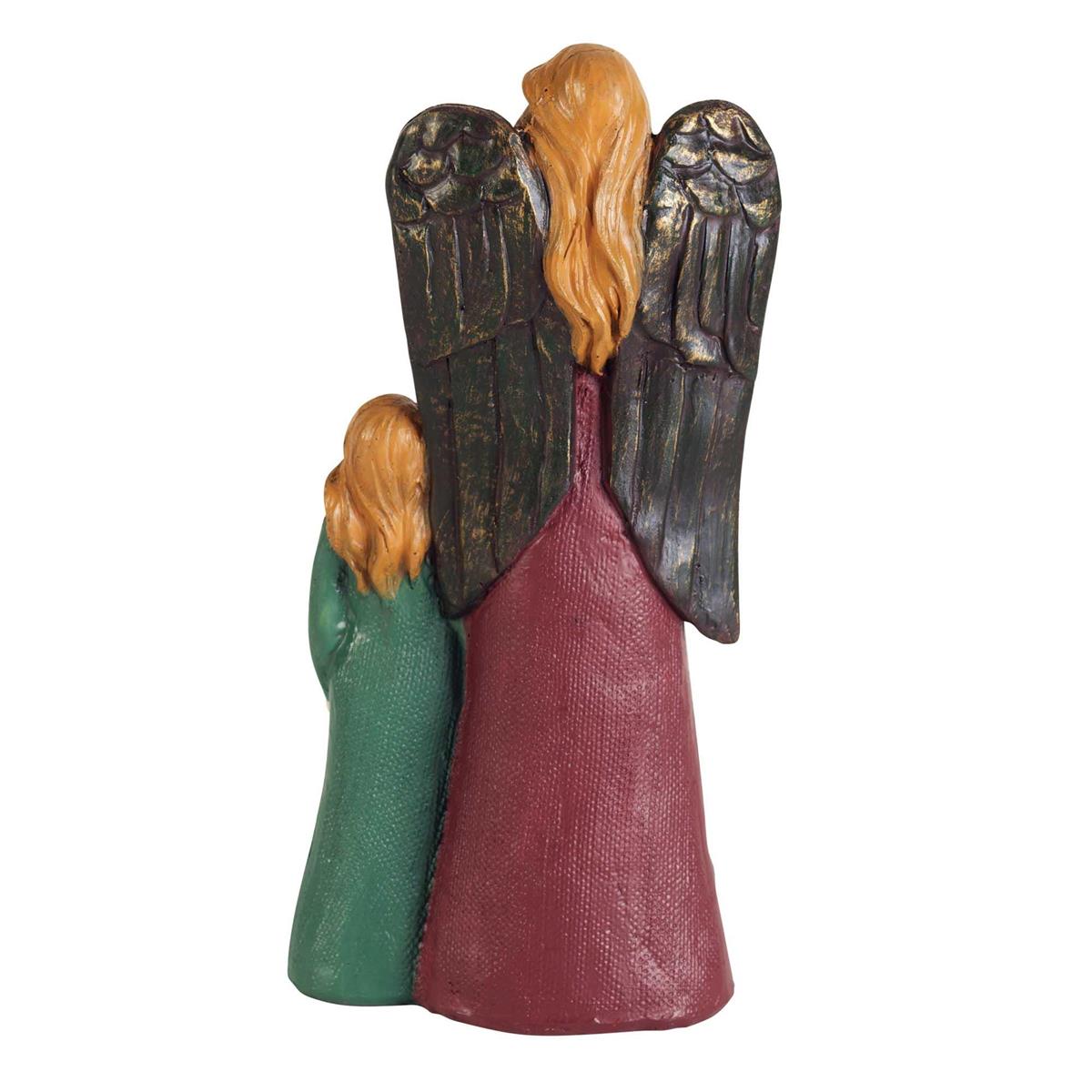 Deep Red Robed Angel with Girl 8 inch Resin Tabletop Figurine by Dicksons, product view 3