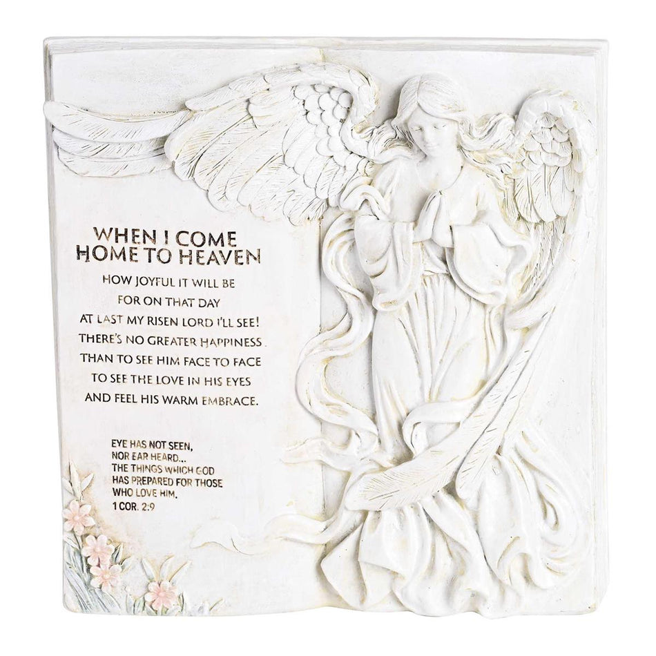 Angel When I Come Home To Heaven Ivory Resin Decorative Tabletop Plaque 8.5 x 8 by Dicksons