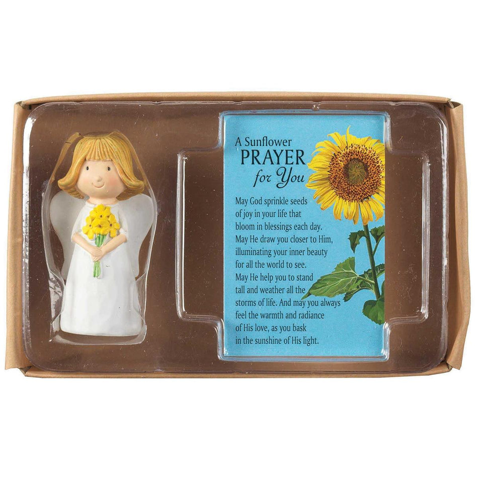 Sunflower Yellow Prayer For You Angel 2.5 inch Resin Decorative Tabletop by Dicksons