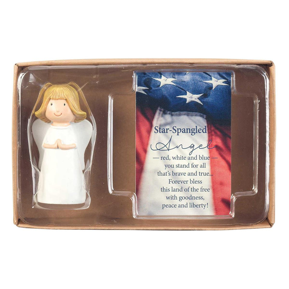 Star-Spangled Angel 3.5 x 5.5 Inch Resin Tabletop Figurine with Card by Dicksons