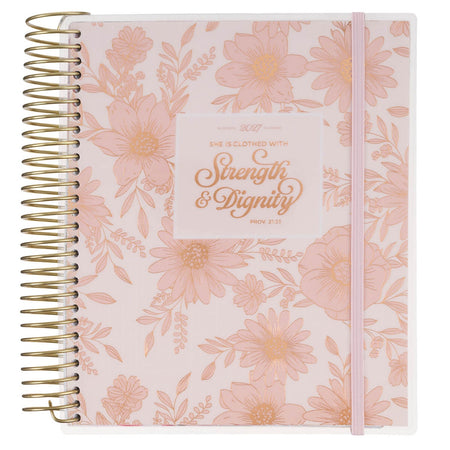 2027 Strength and Dignity 18-Month Spiral Planner with Elastic Closure - Proverbs 31:25 by Christian Art Gifts