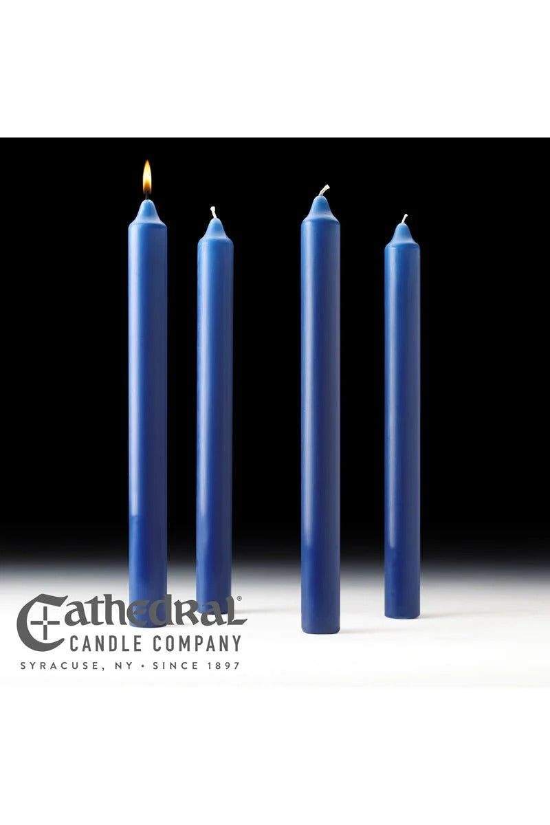 Advent Candle- 4 Blue (1 1/2" X 16")-51% Beeswax/Ape (Pack Of 4)