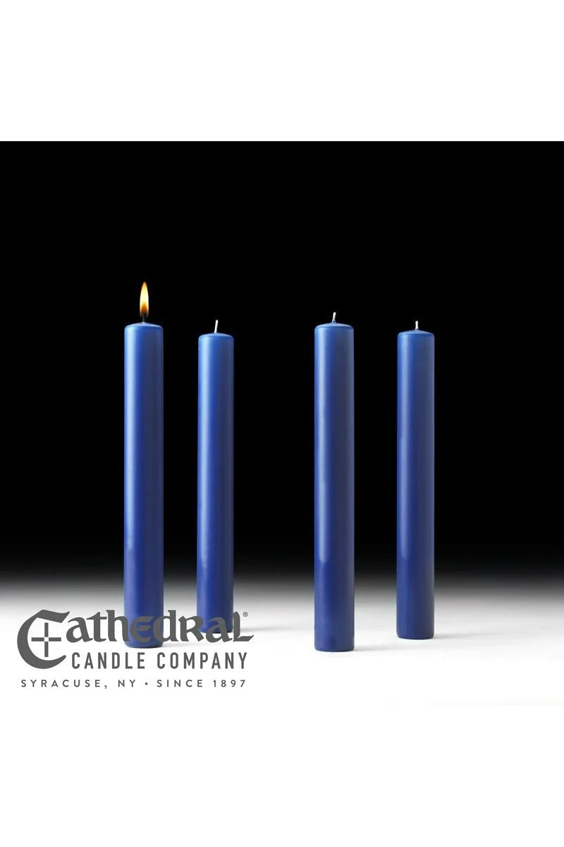 Advent Candle- 4 Blue (1 1/2" X 12")- Stearine / Ape (Pack Of 4)