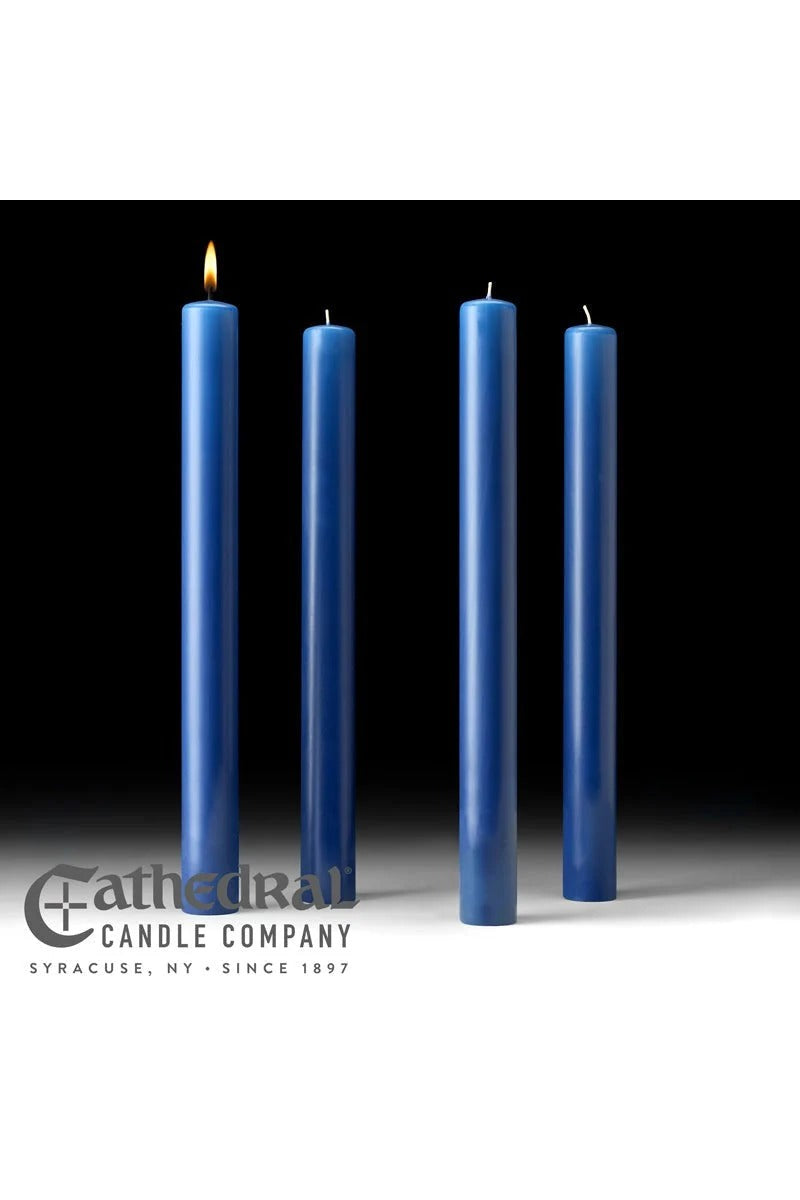 Advent Candle- 4 Blue (1 1/2" X 16")-51% Beeswax/Ape (Pack Of 4)