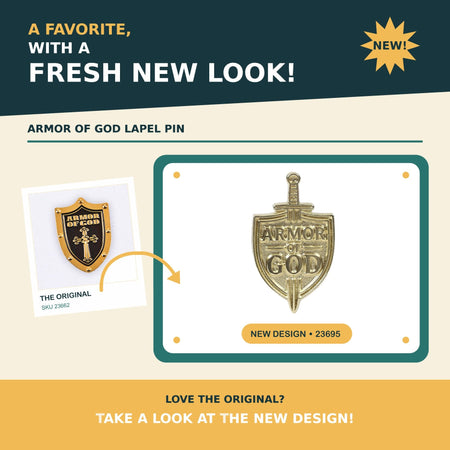 Gold Shield and Sword Armor of God Lapel Pins - Pack of 6 by Swanson Christian Products, product view 5