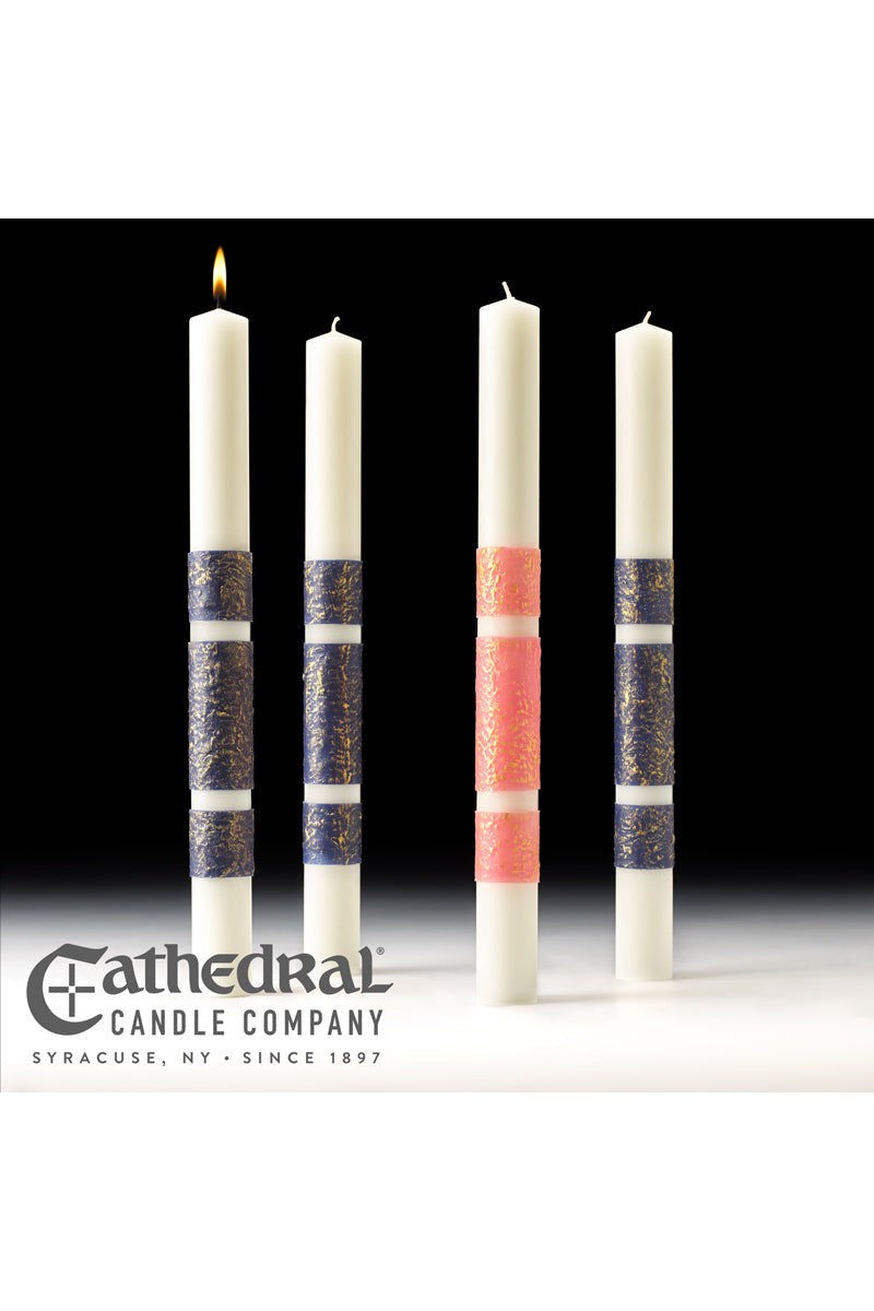 ArtisanWax Advent Candles - 3 Sarum Blue, 1 Rose - 1-1/2" to 2-1/2" Diameter by Anchor Christian Distributors
