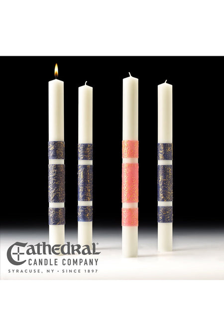 ArtisanWax Advent Candles - 3 Sarum Blue, 1 Rose - 1-1/2" to 2-1/2" Diameter by Anchor Christian Distributors