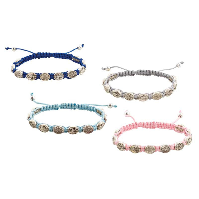 Four Color Macrame Bracelets - Our Lady of Grace - 32/pk