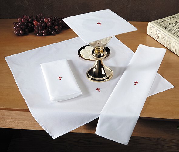 Red Fleur De Lis Cross Purificator - 65/35 Poly/Cotton - Pack of 12 by Christian Brands, product view 4
