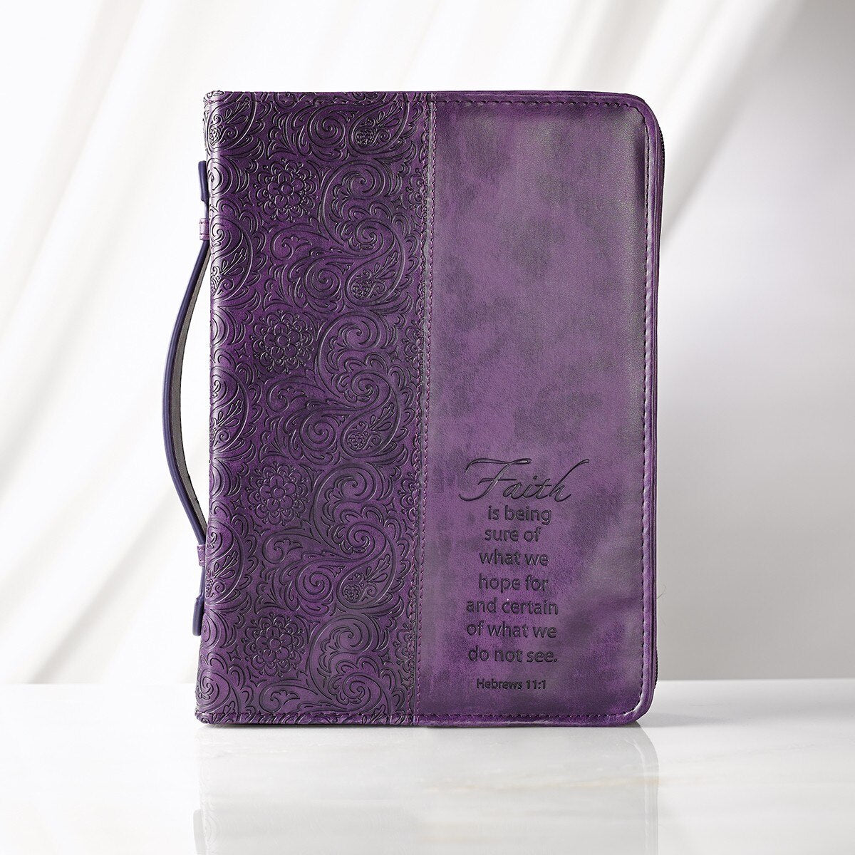Faith Purple Faux Leather Fashion Bible Cover - Hebrews 11:1 by Christian Art Gifts, product view 7