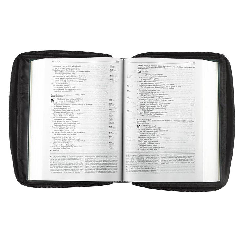 Black Poly-canvas Value Bible Cover with Ichthus Patch