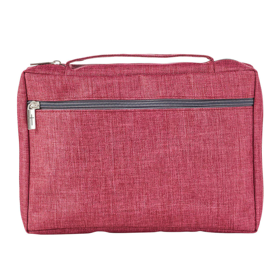 Burgundy Poly-Canvas Value Bible Cover with Ichthus Patch
