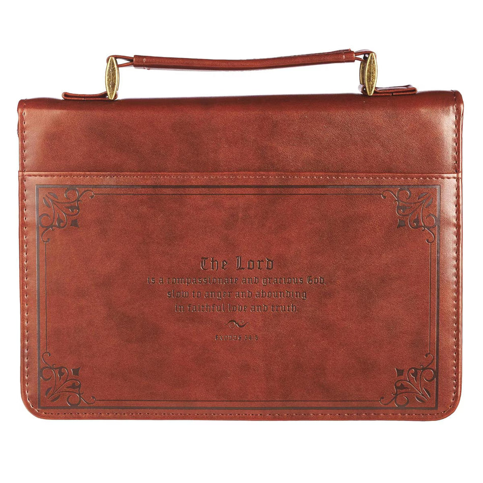 Names of God Brown Faux Leather Classic Bible Cover - Exodus 34:6