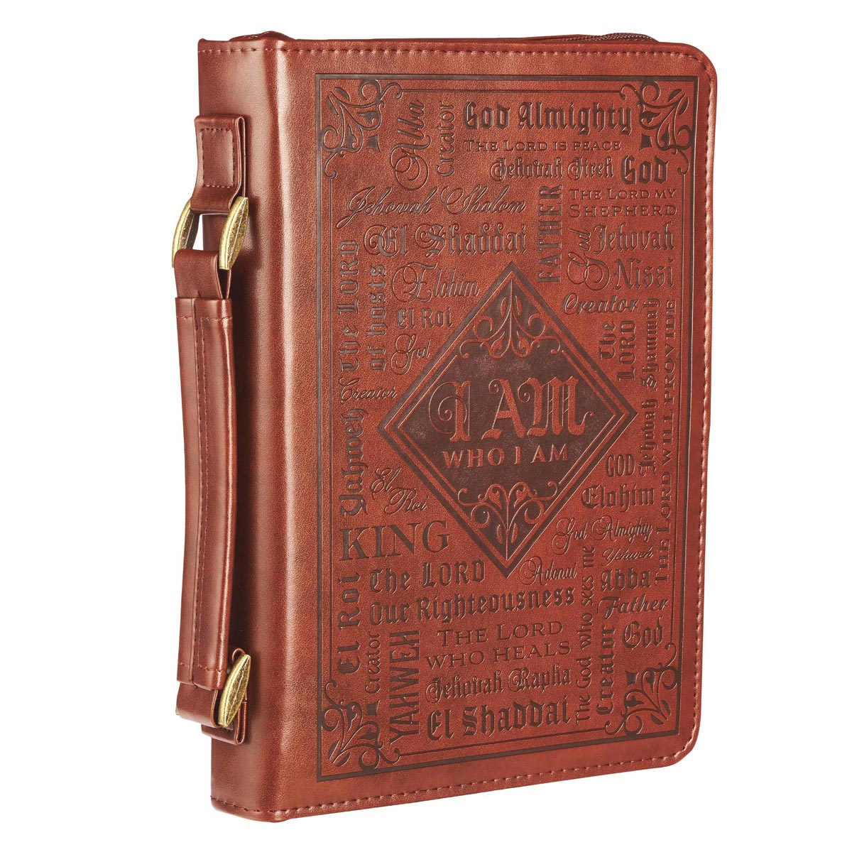 Names of God Brown Faux Leather Classic Bible Cover - Exodus 34:6 by Christian Art Gifts, product view 6