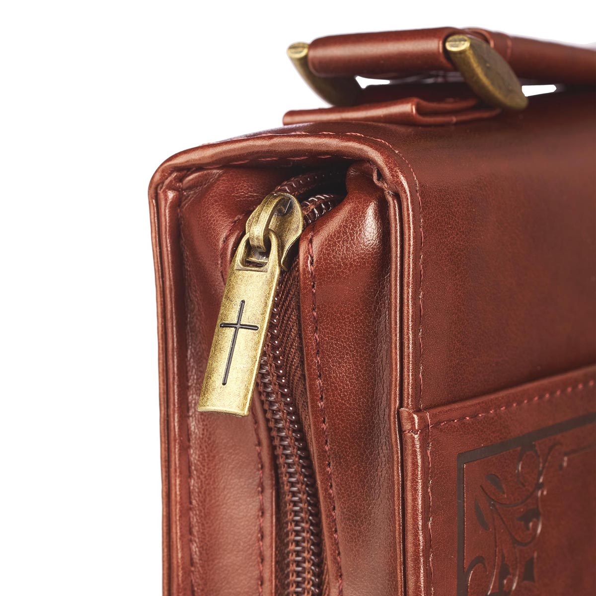 Names of God Brown Faux Leather Classic Bible Cover - Exodus 34:6 by Christian Art Gifts, product view 7