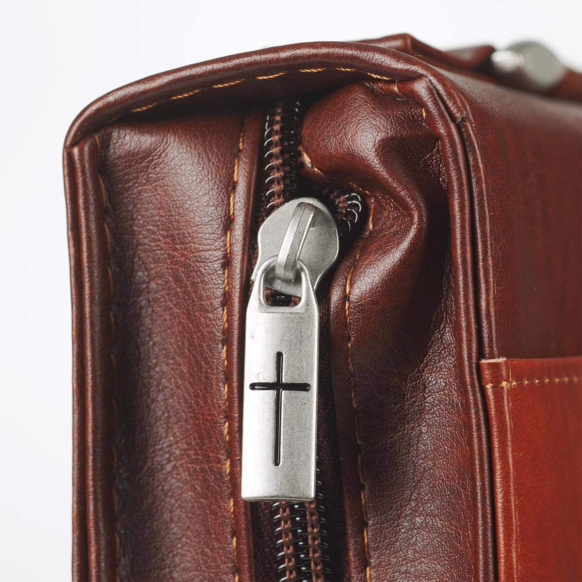 John 3:16 Two-Tone Brown Faux Leather Bible Cover With Cross by Christian Art Gifts, product view 6