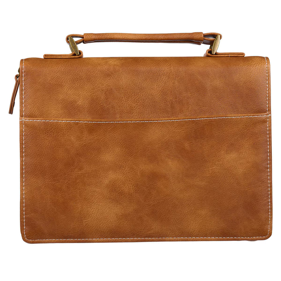 Be Strong and Courageous Mountain Lion Toffee Brown Faux Leather Classic Bible Cover – Joshua 1:9