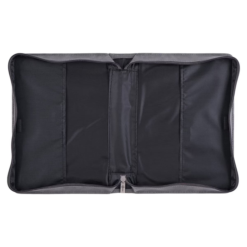 Trust in the LORD Gray and Black Faux Leather Bible Cover - Proverbs 3:5