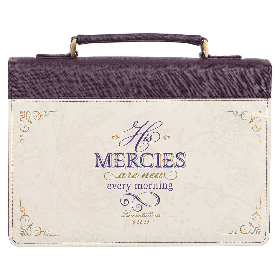 His Mercies Are New Dark Amethyst Purple Fashion Bible Cover - Lamentations 3:22-23