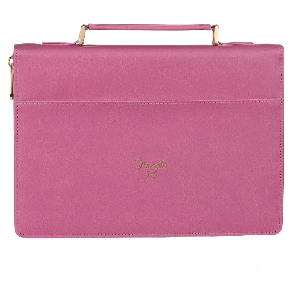 Trust in the LORD Floral Begonia Pink Faux Leather Fashion Bible Cover - Proverbs 3:5