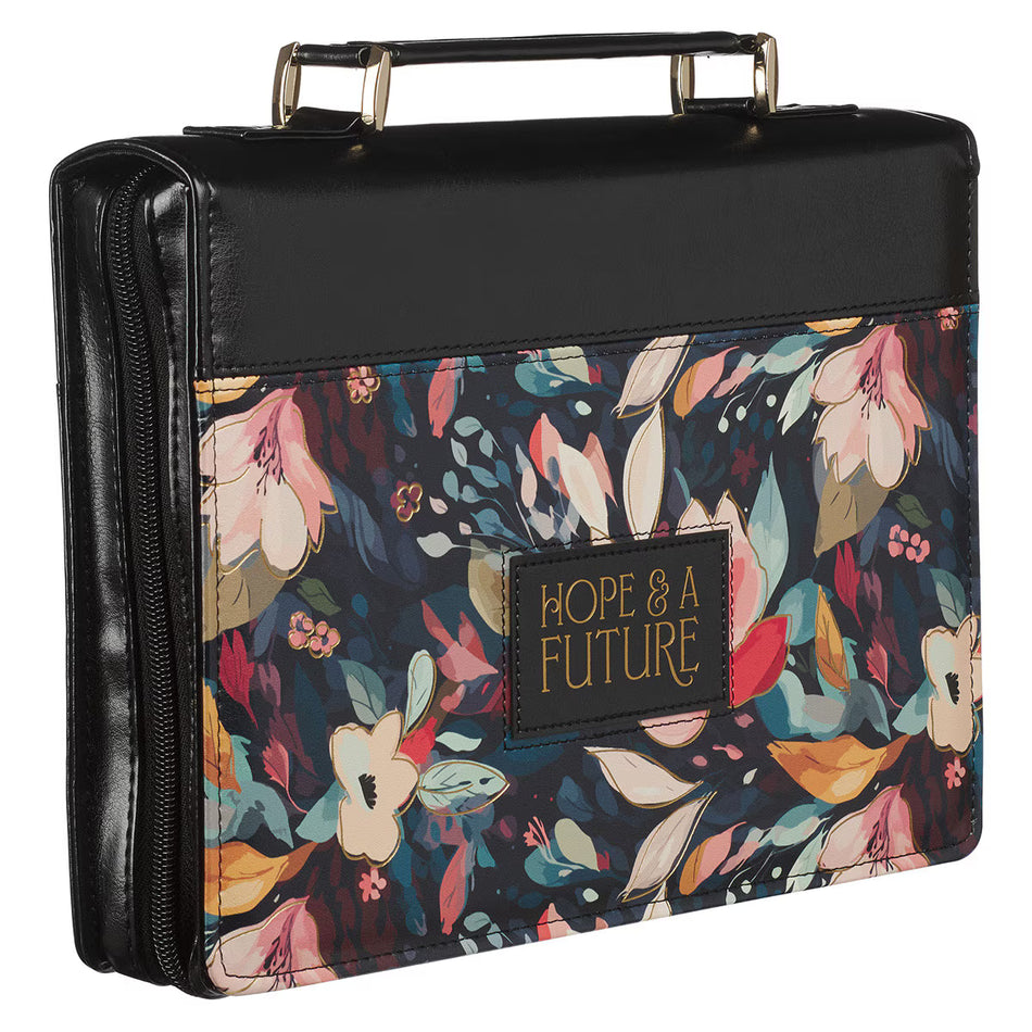 Hope and a Future Botanical Midnight Faux Leather Fashion Bible Cover - Jeremiah 29:11
