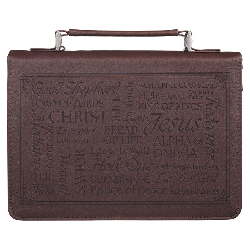Names of Jesus Walnut Brown Faux Leather Classic Bible Cover - Isaiah 9:6