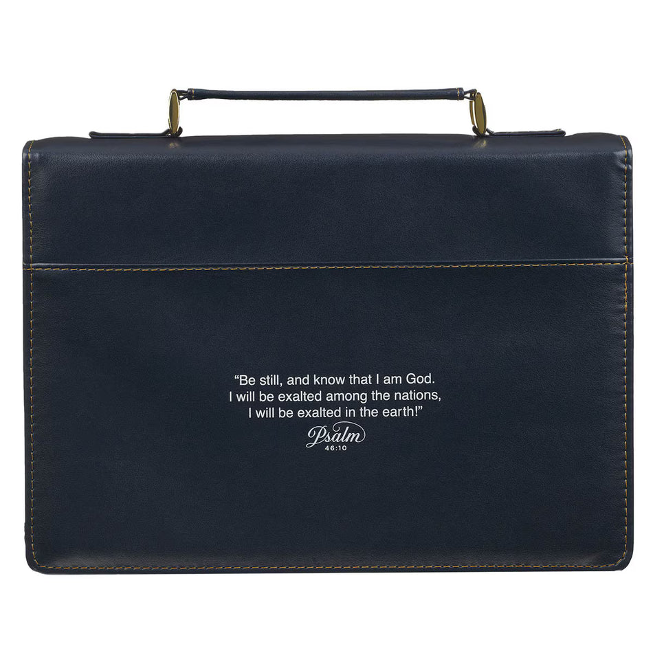 Be Still Serene Roses Blue Faux Leather Bible - Psalm 46:10